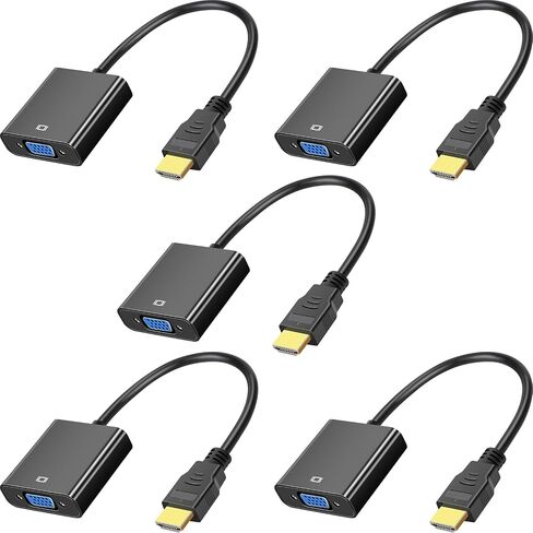 HDMI إلى VGA، 2 حزمة، محول HDMI إلى VGA مطلي بالذهب (ذكر إلى أنثى) للكمبيوتر، سطح المكتب، الكمبيوتر المحمول، الكمبيوتر الشخصي، الشاشة، جهاز العرض، HDTV، Chromebook، Raspberry Pi، Roku، Xbox والمزيد in Saudi Arabia