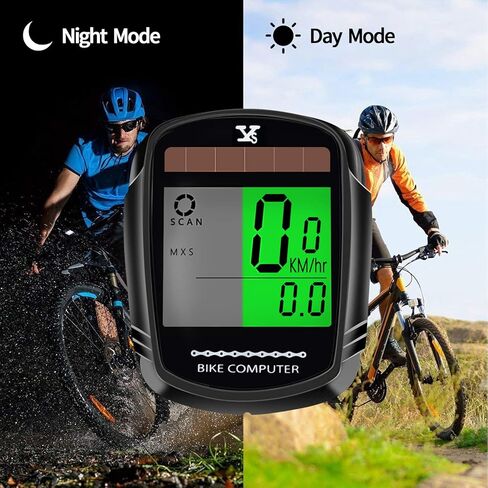 Solar Bike Computer Bicycle Wireless Speedometer and Odometer Waterproof Backlight with Digital LCD Display for Outdoor Cycling and Fitness Multi Function in Kuwait