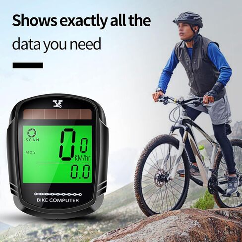 Solar Bike Computer Bicycle Wireless Speedometer and Odometer Waterproof Backlight with Digital LCD Display for Outdoor Cycling and Fitness Multi Function in Kuwait