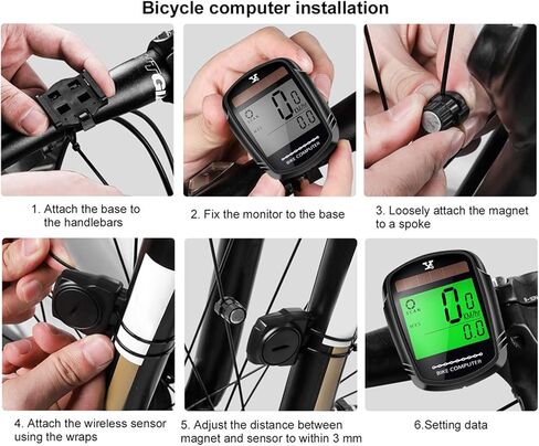 Solar Bike Computer Bicycle Wireless Speedometer and Odometer Waterproof Backlight with Digital LCD Display for Outdoor Cycling and Fitness Multi Function in Kuwait