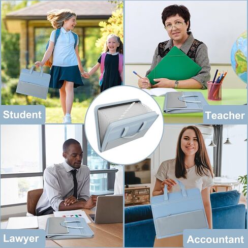 EOOUT File Organizer with Portable Handle, 13 Pockets Document Organizer with Zipper & Labels, A4 Size Accordion File Organizer for Office,School, Blue in Saudi Arabia