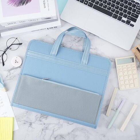EOOUT File Organizer with Portable Handle, 13 Pockets Document Organizer with Zipper & Labels, A4 Size Accordion File Organizer for Office,School, Blue in Saudi Arabia