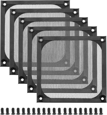 إنشاء فكرة 5 قطع جهاز كمبيوتر شخصي 120 ملم مجموعة شواية فلتر مروحة مع مسامير M5 تبريد تهوية مقاومة للغبار قابلة للغسل من الفولاذ المقاوم للصدأ باللون الأسود in Kuwait