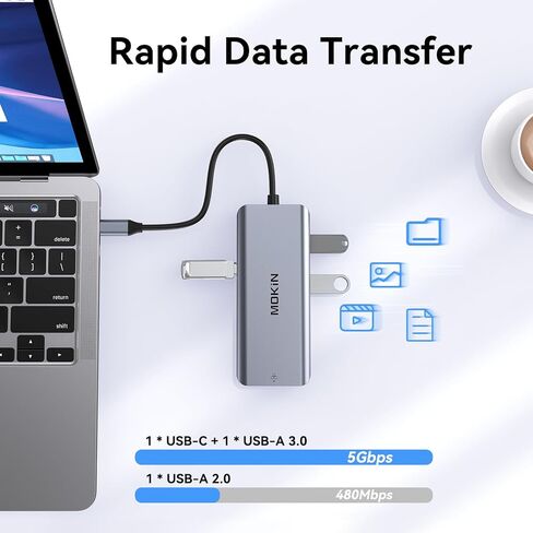 محطة إرساء الكمبيوتر المحمول بشاشة مزدوجة، قاعدة توصيل USB C 9 في 1 مع 2 HDMI 4K، RJ45، 100 واط PD، 5 جيجابت في الثانية USB C/USB A 3.0، USB 2.0، فتحات SD/TF، ​​محور USB C إلى محول HDMI مزدوج لأجهزة Dell/HP/ لينوفو/سيرفس/ماك بوك in Kuwait