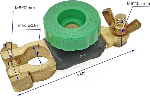 مفتاح البطارية 12 فولت - 24 فولت، مفتاح فصل البطارية العلوي، عازل المفتاح الرئيسي للبطارية لقطع الطاقة السالبة (إصدار صامولة الجناح النحاسي) in Kuwait