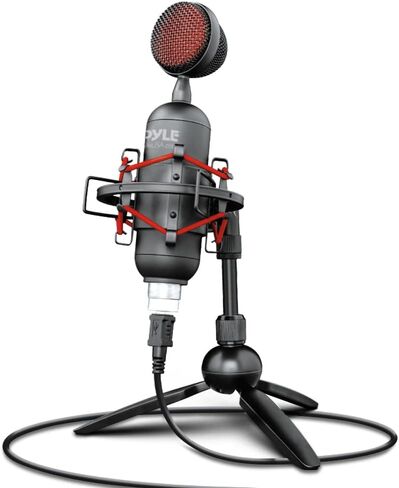 PyleUSA USB Cardioid Condenser Microphone - Audio Mic w/USB Cable, Built-in Pop Filter, Adjustable Desktop Stand - for Gaming PS4, Streaming, Podcasting, Studio, YouTube - PDMIUSB75 in Saudi Arabia