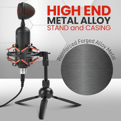 PyleUSA USB Cardioid Condenser Microphone - Audio Mic w/USB Cable, Built-in Pop Filter, Adjustable Desktop Stand - for Gaming PS4, Streaming, Podcasting, Studio, YouTube - PDMIUSB75 in Saudi Arabia