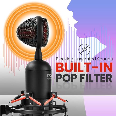 PyleUSA USB Cardioid Condenser Microphone - Audio Mic w/USB Cable, Built-in Pop Filter, Adjustable Desktop Stand - for Gaming PS4, Streaming, Podcasting, Studio, YouTube - PDMIUSB75 in Saudi Arabia