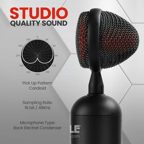 PyleUSA USB Cardioid Condenser Microphone - Audio Mic w/USB Cable, Built-in Pop Filter, Adjustable Desktop Stand - for Gaming PS4, Streaming, Podcasting, Studio, YouTube - PDMIUSB75 in Saudi Arabia