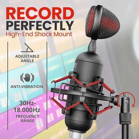 PyleUSA USB Cardioid Condenser Microphone - Audio Mic w/USB Cable, Built-in Pop Filter, Adjustable Desktop Stand - for Gaming PS4, Streaming, Podcasting, Studio, YouTube - PDMIUSB75 in Saudi Arabia