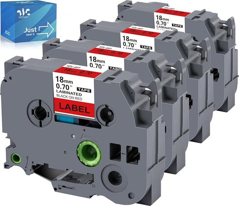 شريط Weemay TZ 18 مم 0.7 أبيض مصفح TZe-241 متوافق مع شريط صانع ملصقات Brother 18 مم 0.7 أبيض TZe241 TZ241 TZ-241 Ptouch 3/4 بوصة أسود على أبيض لإعادة التعبئة لـ P Touch PT-D400 PTD600، 4 عبوات in Kuwait