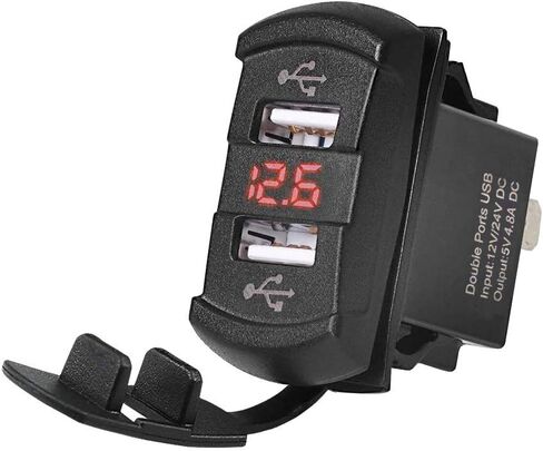 MGI SpeedWare Dual USB Charger with Voltmeter, 5V 4.2A Universal Rocker Style (Red) in Saudi Arabia