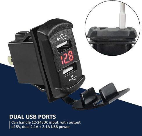 MGI SpeedWare Dual USB Charger with Voltmeter, 5V 4.2A Universal Rocker Style (Red) in Saudi Arabia