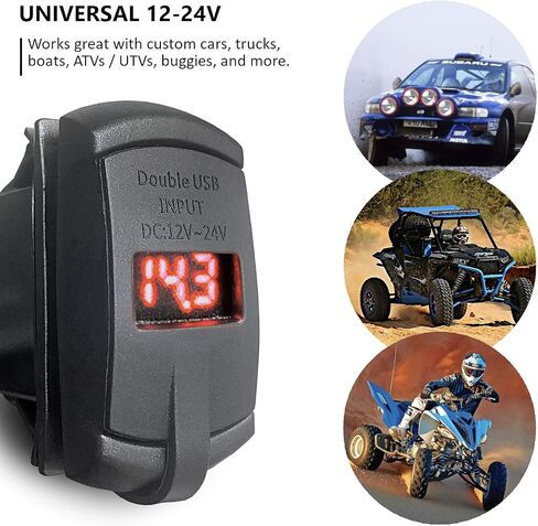 MGI SpeedWare Dual USB Charger with Voltmeter, 5V 4.2A Universal Rocker Style (Red) in Saudi Arabia