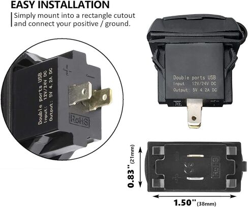 MGI SpeedWare Dual USB Charger with Voltmeter, 5V 4.2A Universal Rocker Style (Red) in Saudi Arabia