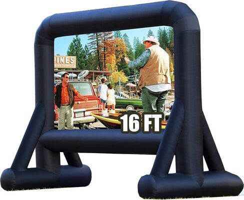 16 FT Inflatable Projector Screen for Outdoor Movies - Easy Setup Blow-Up Screen with Quiet Fan for Outdoor Movie Nights, Backyard Events, and Parties (Dual Support) in Kuwait