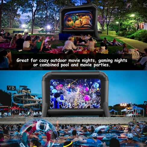 16 FT Inflatable Projector Screen for Outdoor Movies - Easy Setup Blow-Up Screen with Quiet Fan for Outdoor Movie Nights, Backyard Events, and Parties (Dual Support) in Kuwait