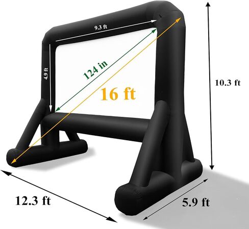 16 FT Inflatable Projector Screen for Outdoor Movies - Easy Setup Blow-Up Screen with Quiet Fan for Outdoor Movie Nights, Backyard Events, and Parties (Dual Support) in Kuwait