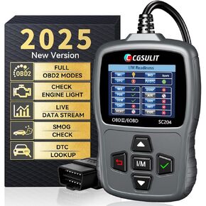 CGSULIT Scan Tool SC204 OBD2 Scanner, Check Engine Light Code Reader with Reset, One-Click I/M, Clear Error Code, DTC Lookup & More, Car Diagnostic Tool for All OBDII/EOBD Vehicles After 1996, Grey