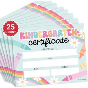25 Retro Kindergarten Diploma Certificate of Achievement - Kindergarten Graduation Certificates for Kids, Kindergarten Certificates of Completion, Kindergarten Awards Certificates, Awards for Kids