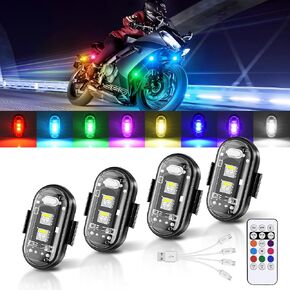 أضواء LED ستروب لاسلكية للتحكم عن بعد، 8 ألوان شحن USB مقاومة للماء ومضادة للتصادمات وأضواء تحذير للطوارئ للسيارة والدراجة النارية والدراجة بدون طيار 8 قطع