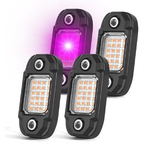 4 وحدات مصابيح صخرية بيضاء 24 رقاقة LED مقاومة للماء من مصابيح نيون تريل ريج أضواء سفلية لسيارة شاحنة دراجة نارية قارب SUV ATV UTV (أبيض)
