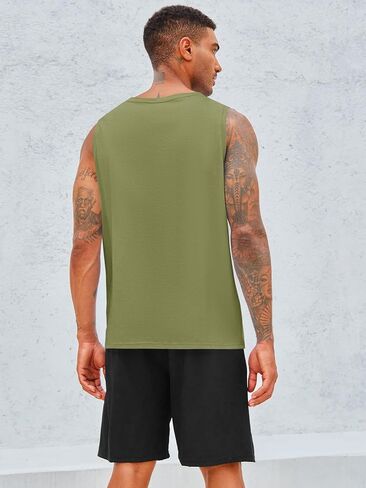 تي شيرت Runcati رجالي بدون أكمام بدون أكمام برقبة دائرية وجيب للعضلات من القطن للتمرين في صالة الألعاب الرياضية in Kuwait