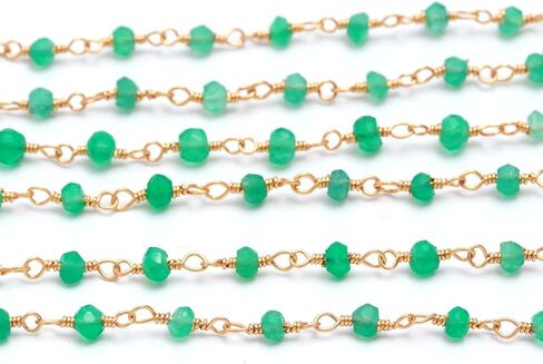 RARE GEMSTONE | Rainbow Moonstone Faceted Gemstone Rosary chain, 24K Gold Plated beaded chain Size - 2.6 MM, 3 Foot Gemstone Rosary chain for jewelry making, Gemstone Wire Wrapped Rosary Chain {RC-49} in Saudi Arabia