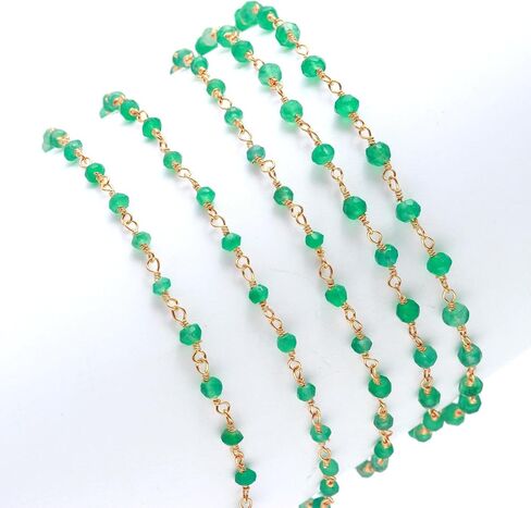 RARE GEMSTONE | Rainbow Moonstone Faceted Gemstone Rosary chain, 24K Gold Plated beaded chain Size - 2.6 MM, 3 Foot Gemstone Rosary chain for jewelry making, Gemstone Wire Wrapped Rosary Chain {RC-49} in Saudi Arabia