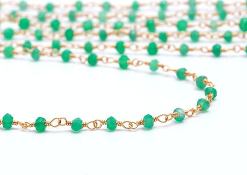 RARE GEMSTONE | Rainbow Moonstone Faceted Gemstone Rosary chain, 24K Gold Plated beaded chain Size - 2.6 MM, 3 Foot Gemstone Rosary chain for jewelry making, Gemstone Wire Wrapped Rosary Chain {RC-49} in Saudi Arabia