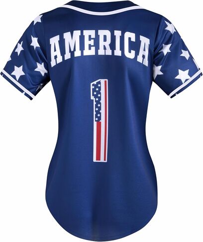 American Flag Button Down Shirt USA Baseball Jersey for Women Patriotic Shirts 4th of July Casual Tee Blouse Tops in Kuwait