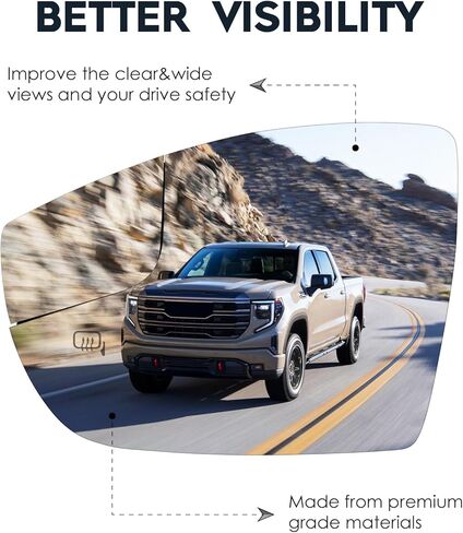 Driver Left Side Heated Mirror Glass with Rear Holder Fit for Ford Focus 2012-2018, Replacement for CM5Z-17K707-H in Kuwait