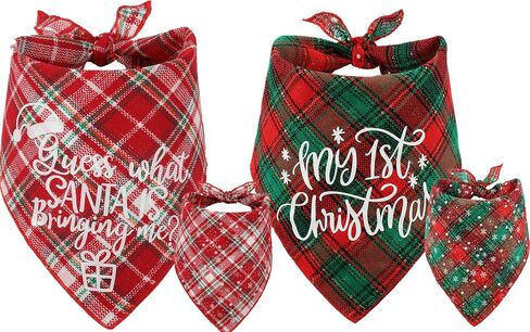 2 Pack Dog Bandana Christmas for Puppy Cat,Plaid Christmas Scarf for Dogs in Saudi Arabia
