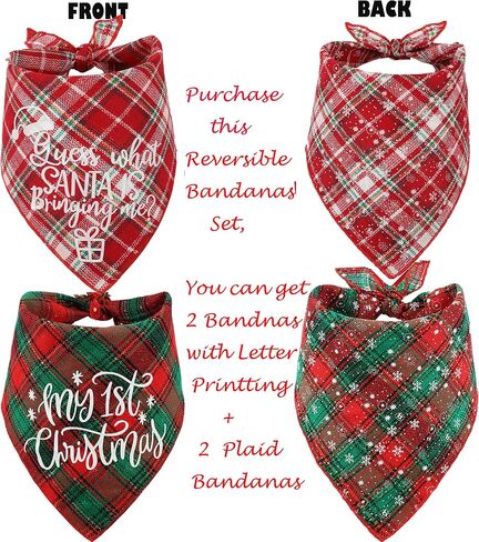 2 Pack Dog Bandana Christmas for Puppy Cat,Plaid Christmas Scarf for Dogs in Saudi Arabia