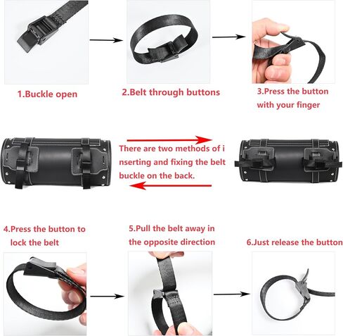 Motorcycle PVC Leather Tool Bag -Universal Fork Bag, Motorcycle Handlebar Bag Motorcycle Tool Bag Motorcycle Roll Bag Saddlebags Handlebar Bag Sissy Bar Storage Tool Bag With 2 Straps(black) in Saudi Arabia