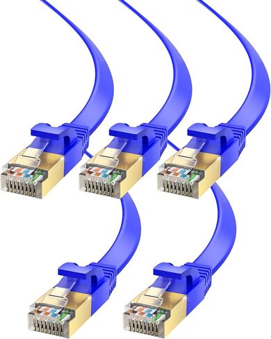 كابل إيثرنت مسطح Maximm Cat7، 10 أقدام، 600 ميجاهرتز، محمي RJ45، أصفر، 5 حزم in Kuwait