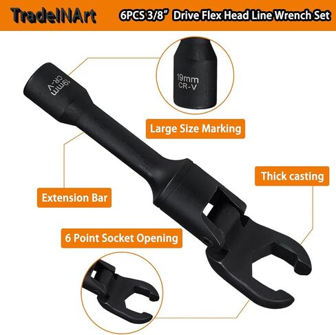 12pt 1/2" Drive L-Type Diesel Injector Fuel Line Sockets Wrench Set 12/14/16/17/18/19mm in Saudi Arabia