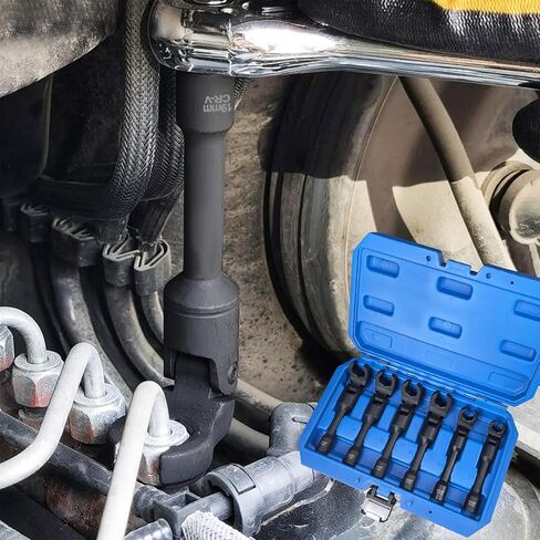 12pt 1/2" Drive L-Type Diesel Injector Fuel Line Sockets Wrench Set 12/14/16/17/18/19mm in Saudi Arabia