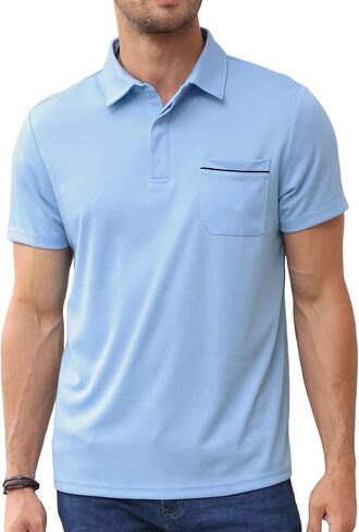 Lexiart Mens Athletic Golf Polo Shirts - Short Sleeve Workout Polos Quick Dry T-Shirt in Kuwait