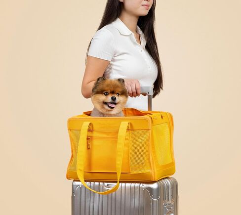 Fashionable Travel Pet Carrier for Small Dogs and Cats by Oskar&Friends | Airline Approved Small Dog Carrier | Puppy Carrier | Soft Sided Cat Carrier| Lightweight Travel Purse for Pets Under 15lbs in Kuwait