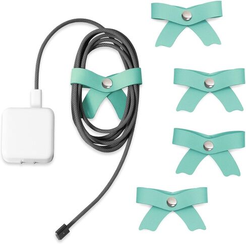 SenseAGE 5 Pack Cord Organizer, Bow Cord Keeper, Cable Organizer USB Holder, Leather Cable Management, Cable Straps, Earphone Winder, Storage Straps for Electronics, Earbuds, Small, Pink in Saudi Arabia