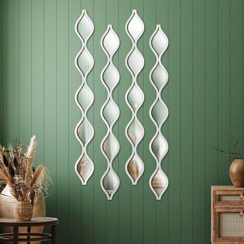 Qunclay Teardrop Mirror Wall Art Decorative Mirror Wall Decor Long Narrow Wall Art for Apartment Living Room Bathroom Bedroom Entryway(Gold,4 Pcs) in Kuwait
