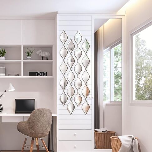 Qunclay Teardrop Mirror Wall Art Decorative Mirror Wall Decor Long Narrow Wall Art for Apartment Living Room Bathroom Bedroom Entryway(Gold,4 Pcs) in Kuwait