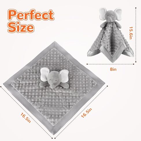MOVEPAI Pink Elephant Baby Security Blanket Loveys for Babies Girls, 16" Soft Baby Lovey Blanket, Baby Snuggle Toy Stuffed Animals Blankie, Baby Girls Gifts for Infant and Toddler in Kuwait