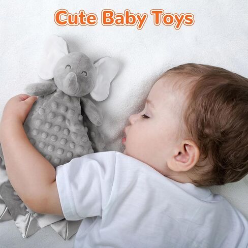 MOVEPAI Pink Elephant Baby Security Blanket Loveys for Babies Girls, 16" Soft Baby Lovey Blanket, Baby Snuggle Toy Stuffed Animals Blankie, Baby Girls Gifts for Infant and Toddler in Kuwait