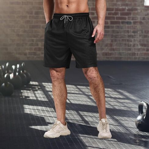 5 قطع من شورتات الصالة الرياضية للرجال مقاس 7 بوصات، شورتات الجري الرياضية للرجال سريعة الجفاف وشبكة نشطة للرجال مع جيوب (أسود، رمادي داكن، رمادي فاتح، كحلي، أخضر جيشي، L) in Kuwait
