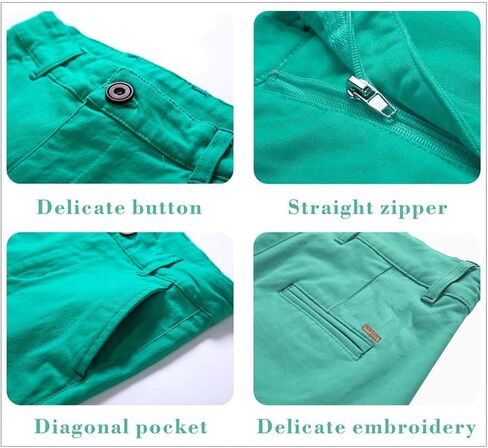 شورت للأولاد - شورت أمامي مسطح بخصر قابل للتعديل، شورت تشينو للأولاد من عمر 5 إلى 14 سنة، 6 ألوان للاختيار من بينها in Kuwait