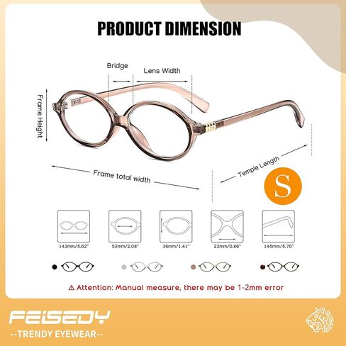 FEISEDY Vintage Oval Glasses for Women Men Retro Tortoise Blue Light Blocking Glasses Small Fake Nerd Eyewear Frames B0254 in Kuwait