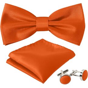 Men's Bow Tie Set Solid Color Pre-tied Bow Tie and Pocket Square Cufflink Set with Gift Box in Saudi Arabia