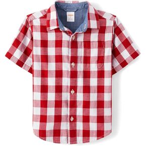 Gymboree,Boys,and Toddler Short Sleeve Button Up Dress Shirt,Blue Fish Multi,5T
